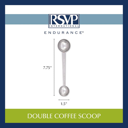 RSVP International Coffee Measuring Spoon, Long Handled Stainless Steel Scoop, 1-Tbsp/2-Tbsp