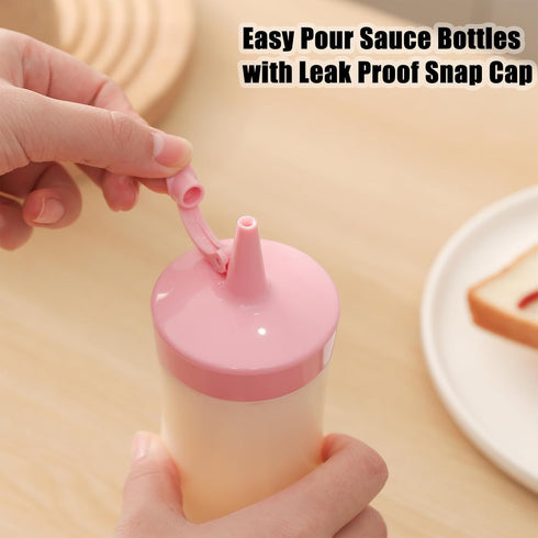 Qiuhome 12 oz (8 Pack, Condiment Squeeze Bottles Sauces Ketchup Bottles Squeeze Bottles Liquids, Oil - Black)