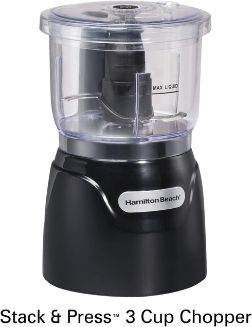 Hamilton Beach Electric Vegetable Chopper & Mini Food Processor, 3-Cup, 350 Watts, for Dicing, Black (72850)
