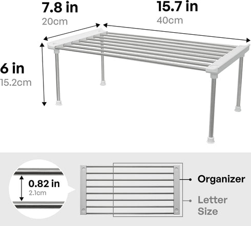 carrotez Cabinet Organizer Shelf, Set of 2 Stackable Kitchen Counter Shelves, Pantry Storage Shelf Organizer