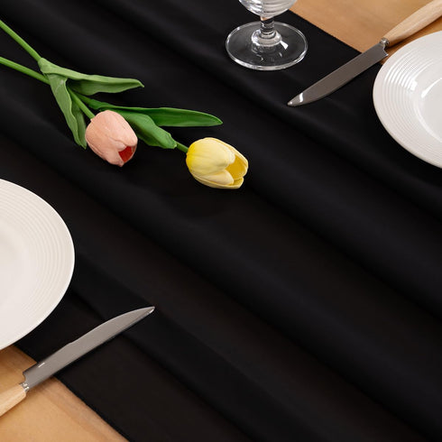 Socomi Black Halloween Chiffon Table Runner, 10ft 29x120 Inches, Fall Thanksgiving Boho Rustic Wedding Decorations