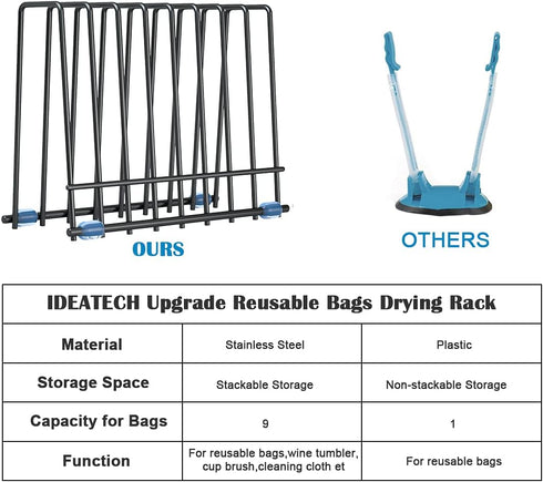 Stainless Stand for Reusable Storage Bags, Drying Rack Holder, Reusable Storage Bags Rack for Makeup Brush, Books