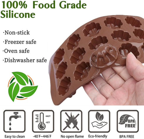 JOERSH 4PCS Silicone Chocolate Flower Molds for Candy, Fat Bombs, Snacks, 11 Floral Shapes, 60 Cavities