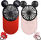 Cute Personal Mini Fan 2 Pack, Handheld & Portable USB Rechargeable with LED Light, 3 Adjustable Speeds (Red+Pink)