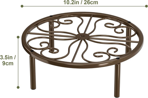 Chinpakden 10.24'' Brown Plant Stand Plant Holder - Short Flower Stand for Garden Courtyard, Heavy Duty Plant Rack