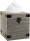 GoCraft Wooden Tissue Box Holder, Square Facial Paper Tissue Box Cover for Bathroom Vanity, 5.75" X 5.75" X 6.5"