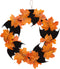 Orgrimmar 10” Halloween Maple Wreath Garland, Artificial Maple Leaf Bats Vines Door Hanging for Halloween Party and