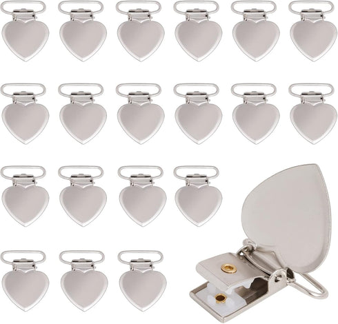 Marrywindix 20pcs Silver Suspender Clips Heart Shaped Metal Holder Clips for Mattress Pad Cover Sofa Cushion