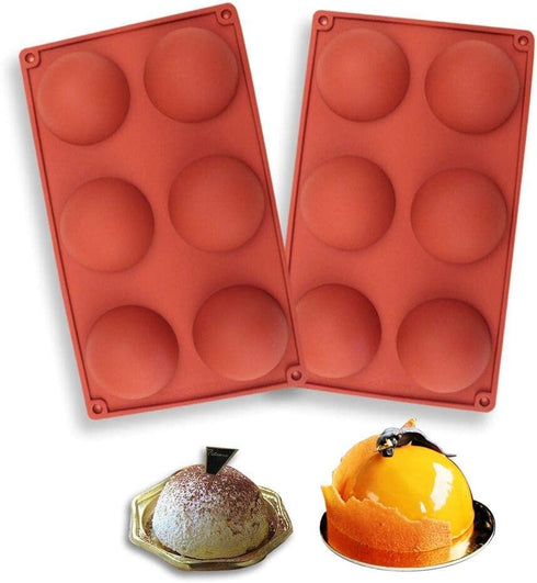 Semi Sphere Silicone Molds Set of 2 Packs, 6 Cavity for Hot Chocolate Bombs, Food Grade Non-stick Bakeware
