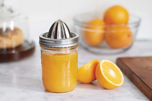 Jarware Stainless Steel Citrus Juicer Lid, Wide-Mouth, Metallic, Model 82654 for Mason Jars