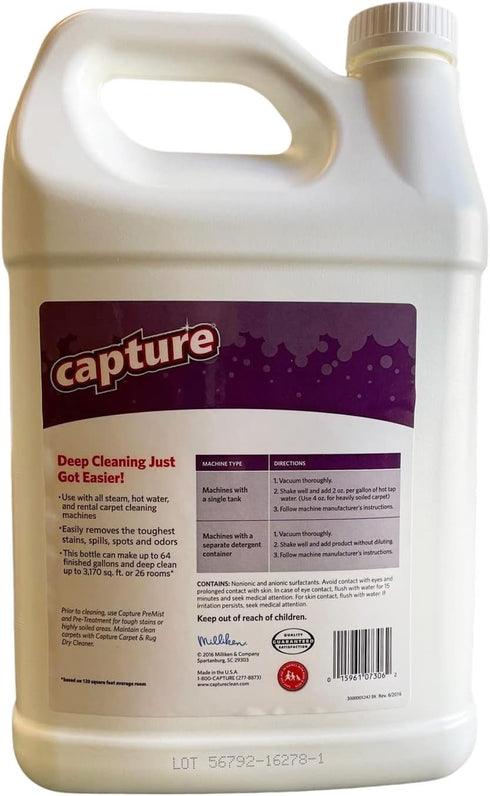 Capture Professional Steam Clean Detergent for All Machines - Home, Car, Dogs & Cats Pet Carpet Cleaner Solution - Strength Odor Eliminator, Stains Spot Remover (1 Gallon)