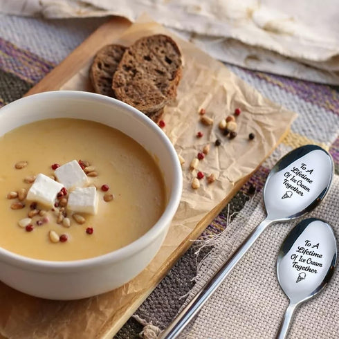 ZBBFSCSB 2 Set, To A Lifetime of Ice Cream Together - Pcs Spoon His & Her Ice Cream Spoons, Perfect for Couples