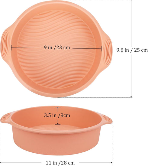 9 inch Silicone Round Cake Pan - Non stick bread pan for baking cake pizza bread and More Food Grade & BPA Free Set of 3 by Baocuan
