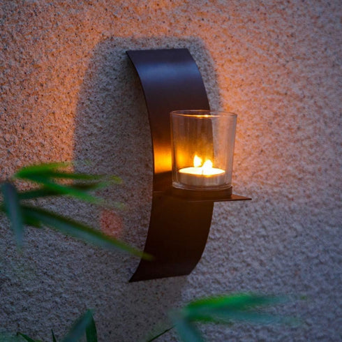 Sziqiqi Wall Candle Sconces for Decorations, Black Metallic Wall Mounted Candle Sconces for Room, Hallway, Entryway