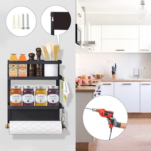 Dr.BeTree Magnetic Spice Rack for Refrigerator, Magnetic Paper Towel Holder Shelf, Kitchen Organization and Storage
