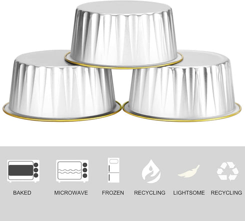 EUSOAR Cupcake Liners with Lids, 30pcs 5oz Disposable Aluminum Foil Ramekins for Baking, Dessert Cups with Lids