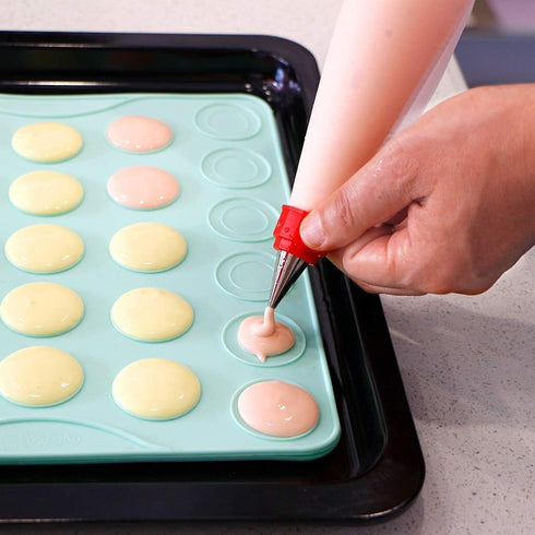 Webake Macaron Silicone Mat Set of 2 - 54-Cavity Baking Mat for Macaroon, Cookie, Pastry Making (Green)