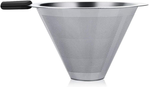 Pour Over Coffee Maker with Stainless Steel Filter, Reusable Glass Coffee Pot Manual Dripper, No Paper Filters