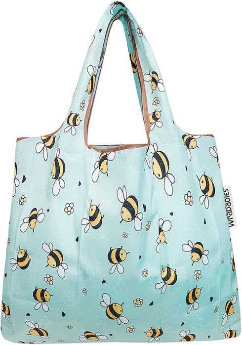 allydrew (Set 2), Foldable Tote Nylon Reusable Grocery Bag of Bumble Bees