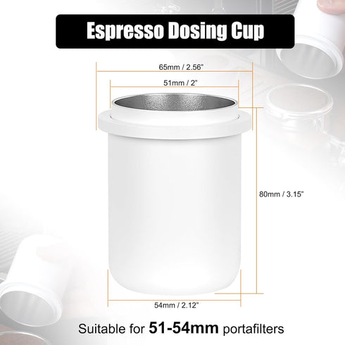 IKAPE Espresso Dosing Cup 51MM, 54MM, Compatible with 51MM to 54MM Portafilters, Aluminum Coffee Accessory (White)