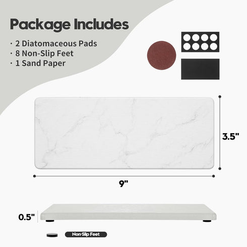 Razborci 2PCS Counter, 9"x3.5" Water Absorbing Stone Drying Tray for Kitchen Diatomite Mat Vanity Caddy for Bathroom