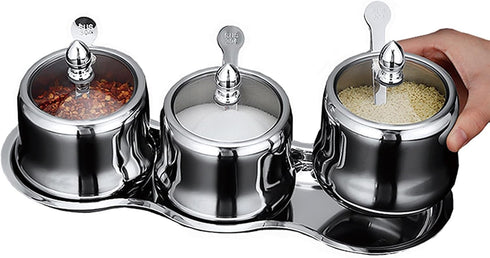Tenta Tenta Kitchen 18/8 Stainless Steel Seasoning Box Condiment Jar Set Spice