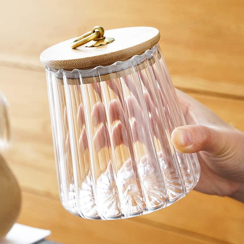 22 OZ 650ml Viovian Glass Storage Jar with Lid and Spoon FL Clear Candy Glass Canister Cute Decorative Jars for Food
