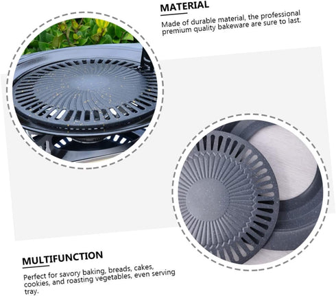 Portable Gas Stove Iron Baking Pan, Korean BBQ Grill Pan, Cast Iron Baking Dishes for Ovens
