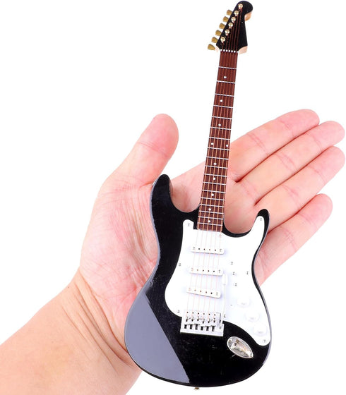 Dselvgvu 9.45"x3.03"x0.63") Wooden Miniature Electric Guitar with Stand and Case Mini Musical Instrument Electric