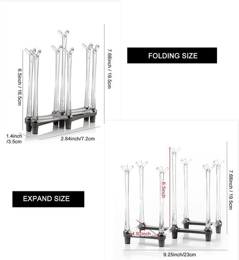 Marbrasse Retractable Cup Drying Rack, Drinking Glass and Sports Bottle Drainer Stand for Kitchen Countertop, 2p