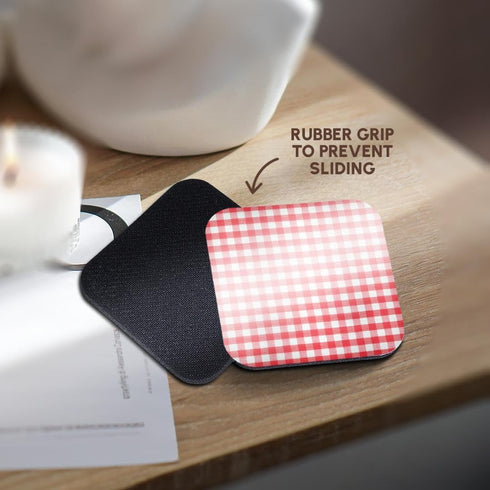 3dRose Red and White Gingham Pattern - Rustic Italian Kitchen Dining Theme - Soft Coasters, Set of 8 (CST_113016_2)