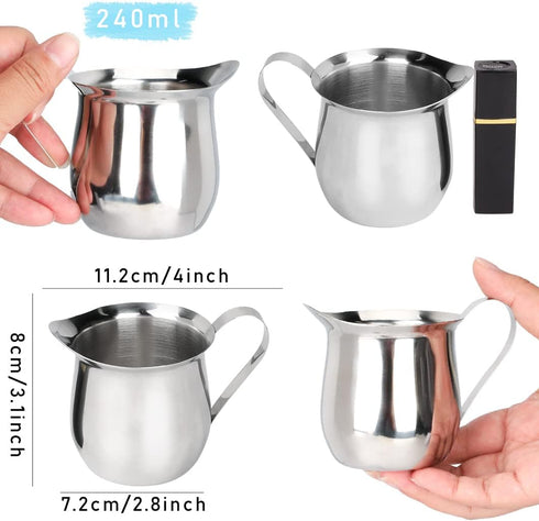 Rolin Roly 240ML Milk Frothing Pitcher, Stainless Steel Small Bell-Shaped Creamer Jug for Barista