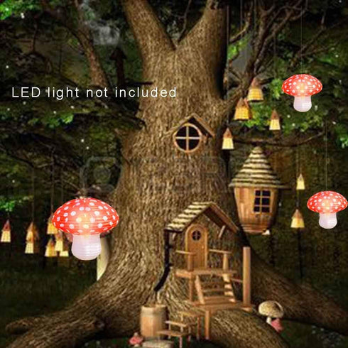 3Pcs 3D Large Mushroom Paper Lanterns for Jungle Wonderland Themed Birthday Party Decor Mushroom Ornament for Baby