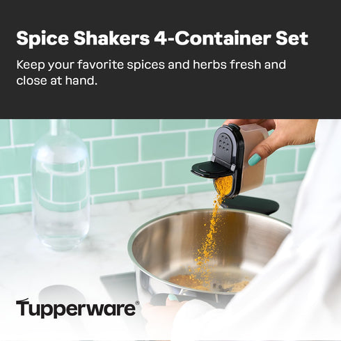 Tupperware Small Spice Shakers - Set of 4, Keeps Dry Herbs and Spices Fresh, BPA-Free, Dishwasher Safe by Tupperware