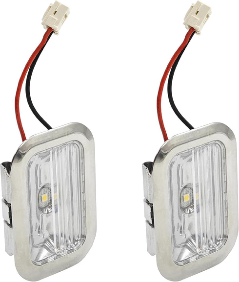 2pk W10843339 W10908166 W11462342 W10607479 Refrigerator LED Light for KitchenAid Whirlpool, Chrome Frame