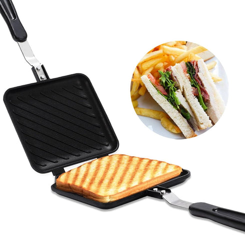 Pwshymi Double Sided Frying Pan, Aluminum Alloy Nonstick Sandwich Pan for Toaster, Breakfast Sandwich Maker