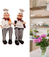 Set of 2 Home Kitchen Decor Chef Figurines, Bread & Wine Shelf Sitters for Kitchen Shelves and Countertop Display