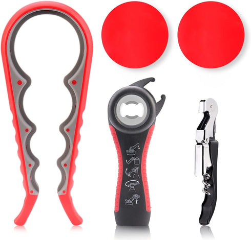 Astofli 5 Pack Jar Opener for Seniors with Arthritis, Easy Twist Lid Opener with 2 Rubber Jar Grippers, Multi Can