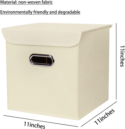 Closet Organizers Fabric Storage Bins with Lids, 3 Pack Collapsible Cube Storage Organizer Basket with Handles for