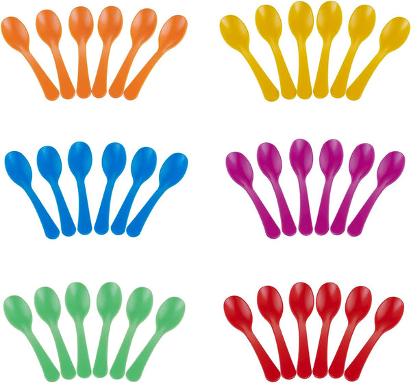 Pack of 36 Plastic Egg Spoons for Soft Boiled Eggs, Colorful Disposable Coffee Spoons for Tea, Ice Cream