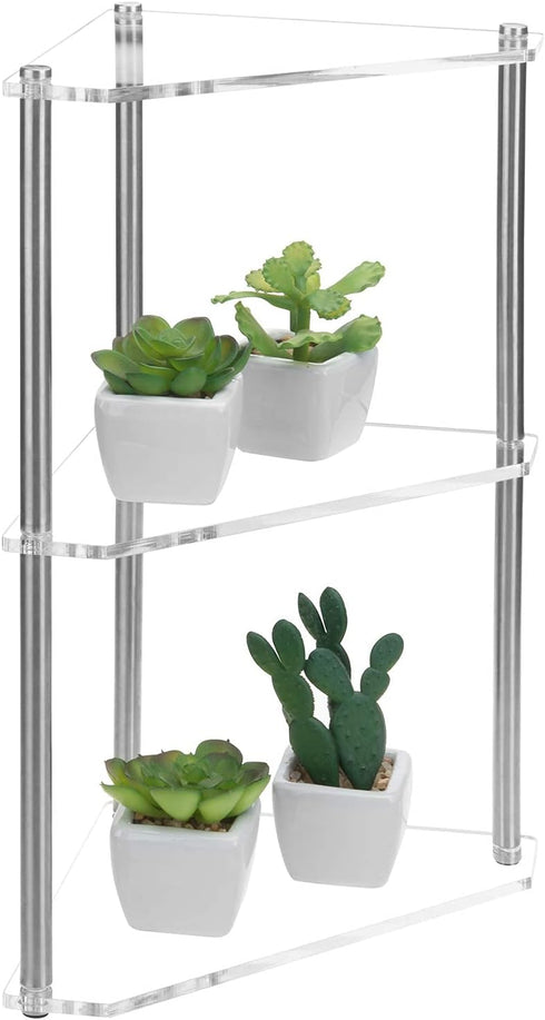 MyGift 3 Tier Corner Shelf for Desk, Triangle Shelf Counter Storage Organizer