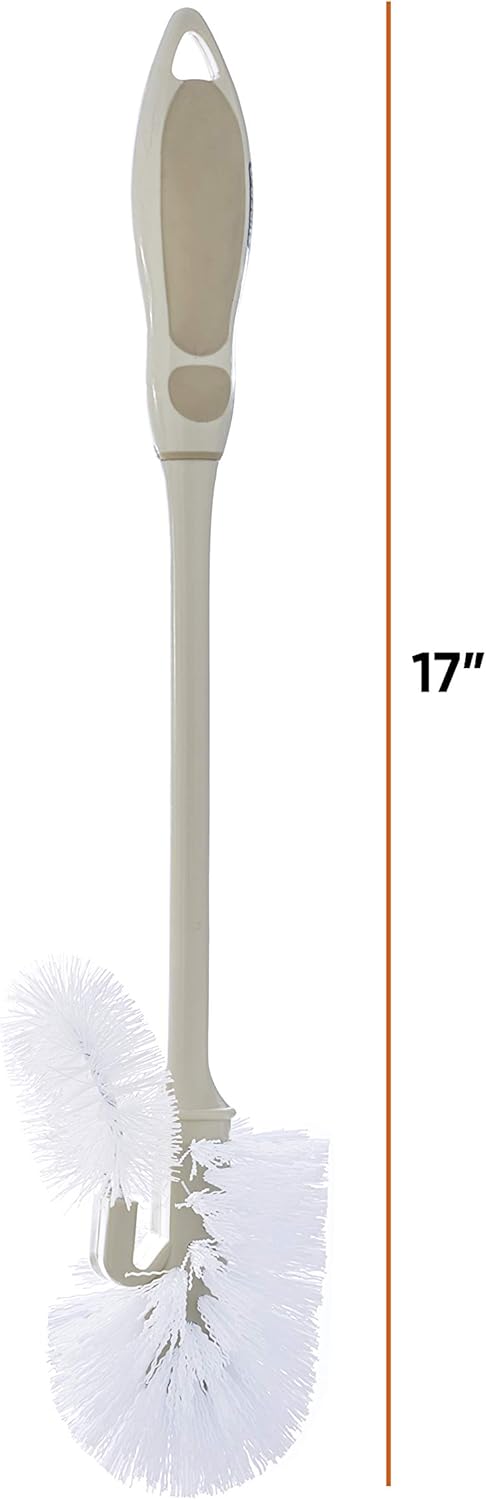 Pack (3) Toilet Bowl Brushes with Lip Beige, Multi Toilet Brush Scrub Under Rim, Bathroom Cleaner Scrubber, Heavy Duty