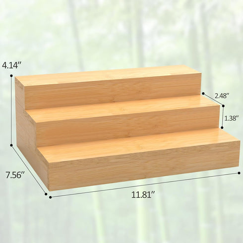 2 Pack Countertop Spice Rack Riser for Cabinet, Bamboo Spice Organizer Display Shelf for Kitchen