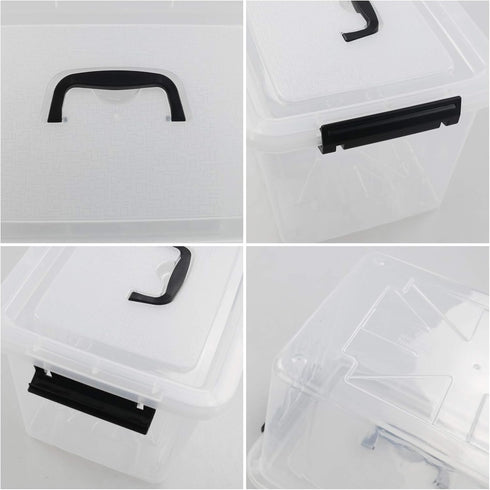 1-Pack Clear Plastic Storage Box with Handle and Lid - 10 L Latch Box