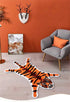 Cute Faux Tiger Print Rug, Small Area Rug for Home Decor, Fluffy Animal Print Kids Carpet, Orange 1.8x2.8 ft