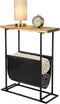 MyGift 21-Inch Modern Narrow Living Room End Table with Solid Burnt Wood