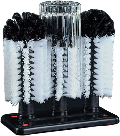 Water Bottle Cleaning Brush, Glass Cup Washer with Suction Base, 3 Head Bristle Brush for Kitchen Tools