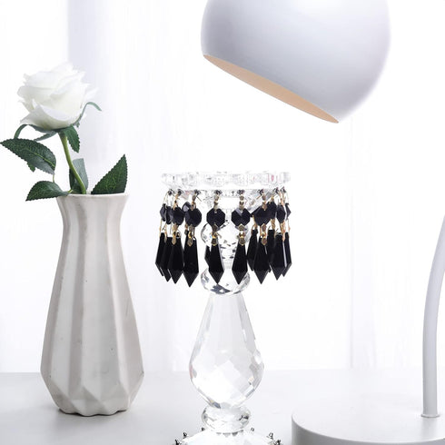 20pcs Black Crystals Prisms Glass Tip Beads Replacement Chandelier Icicle Drop Pendants Octagon Crystal Beads Gold Pins