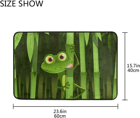 Frog Doormat Bath Mat, Non-Slip Curious Frog Floor Dirt Trapper Rug, Super Absorbent Indoor Outdoor 24x16 inch