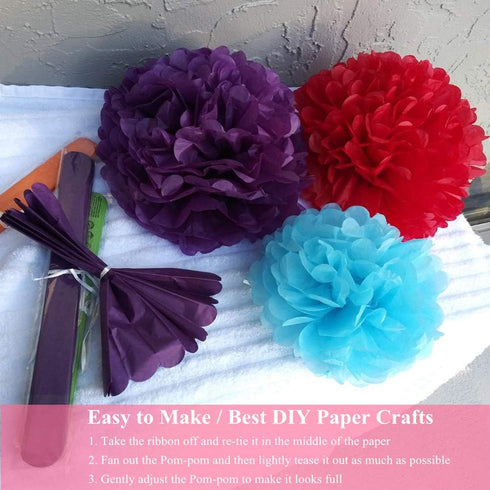 Gavoyeat 18 pcs Paper Pom Poms Color Tissue Flowers for Birthday Celebration Wedding Party Halloween Christmas